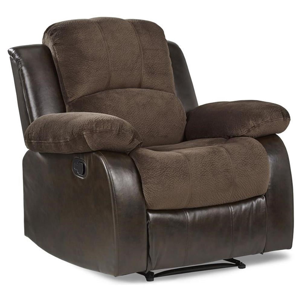 Pemberly Row Traditional Microfiber Reclining Chair in Chocolate