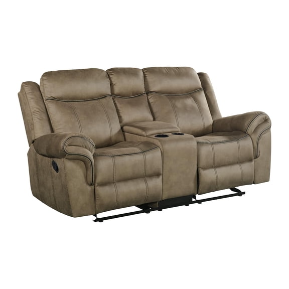 Pemberly Row Traditional Motion Loveseat with Console in T101 Brown