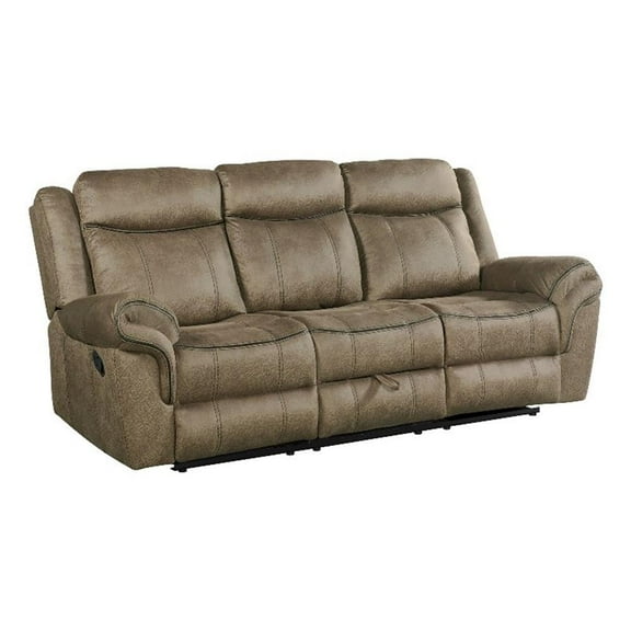 Pemberly Row Traditional Motion Sofa with Dropdown in T101 Brown