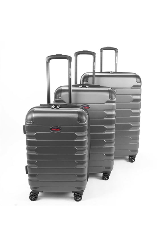 Traditional Plastic 3-Piece Hardside Luggage Set in Gray