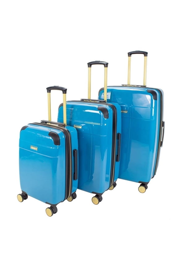 Traditional Plastic 3-Piece Hardside Spinner Set in Teal Blue