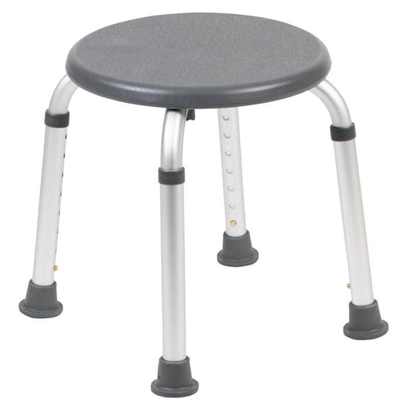 Pemberly Row Traditional Plastic Bath and Shower Stool in Gray