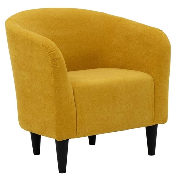 Pemberly Row Traditional Polyester Fabric & EPS Curved Tub Chair in Yellow