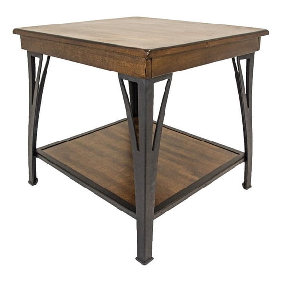 Pemberly Row Traditional Solid Birch Wood End Table in Copper Finish