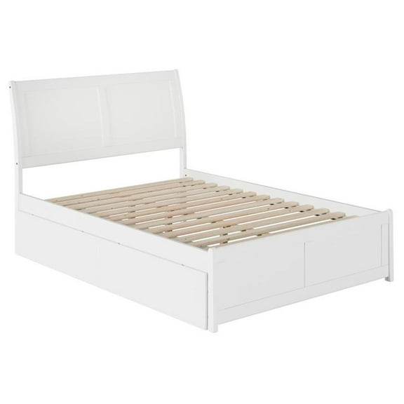 Pemberly Row Traditional Solid Wood Full Storage Platform Bed in White