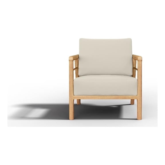 Pemberly Row Traditional Teak Deep Seating Outdoor Club Chair in Tan