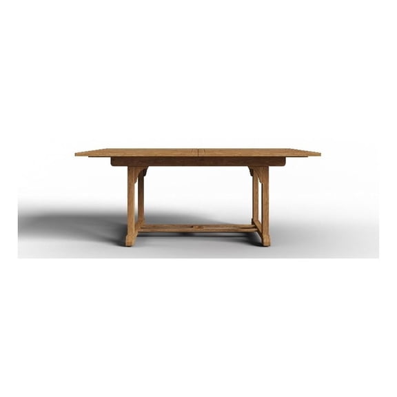 Pemberly Row Traditional Teak Outdoor Dining Table w/ Built-In Extension Natural