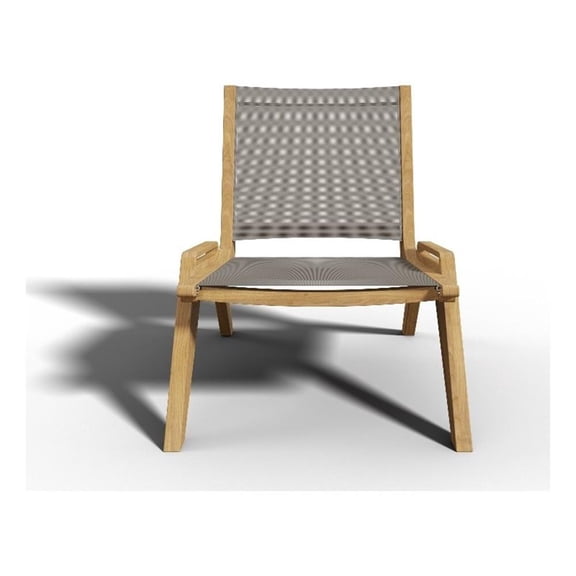 Pemberly Row Traditional Teak Outdoor Sling Chat Chair in Gray
