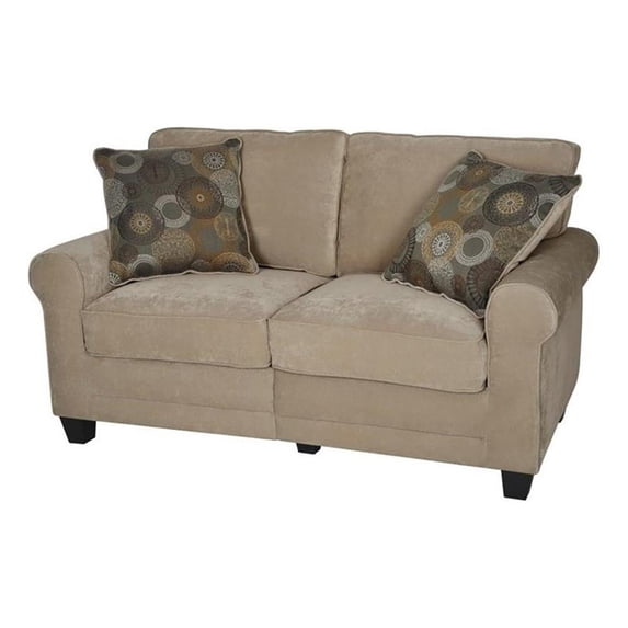 Pemberley Row Velvet Marzipan Beige Loveseat Rectangular 61" Unassembled