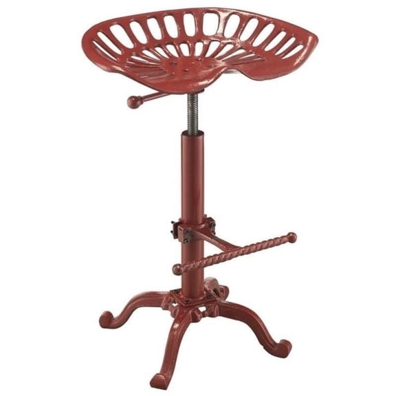 Pemberly Row Traditional Wood 18.75" Metal Stool in Red Finish