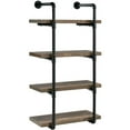 thumbnail image 1 of Pemberly Row Traditional Wood 24" Wall Shelf in Black and Rustic Oak, 1 of 6