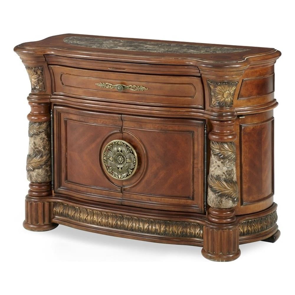Classic Chestnut Wood Bachelor's Chest with Marble Accents