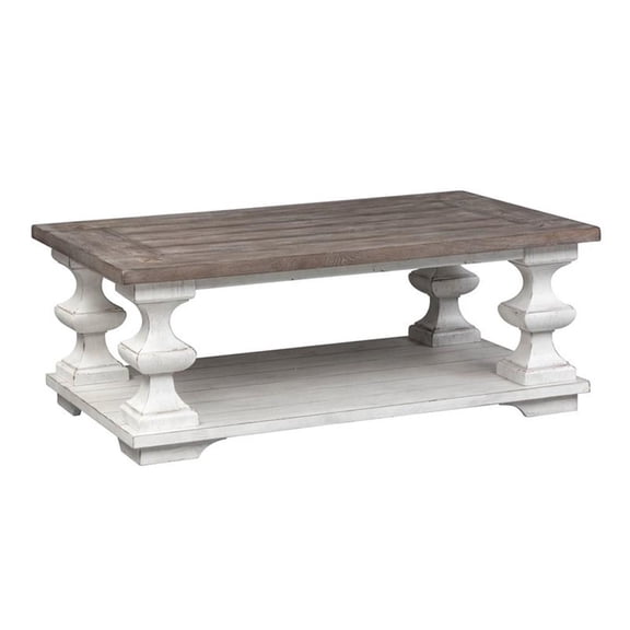 Pemberly Row Traditional Wood Cocktail Table