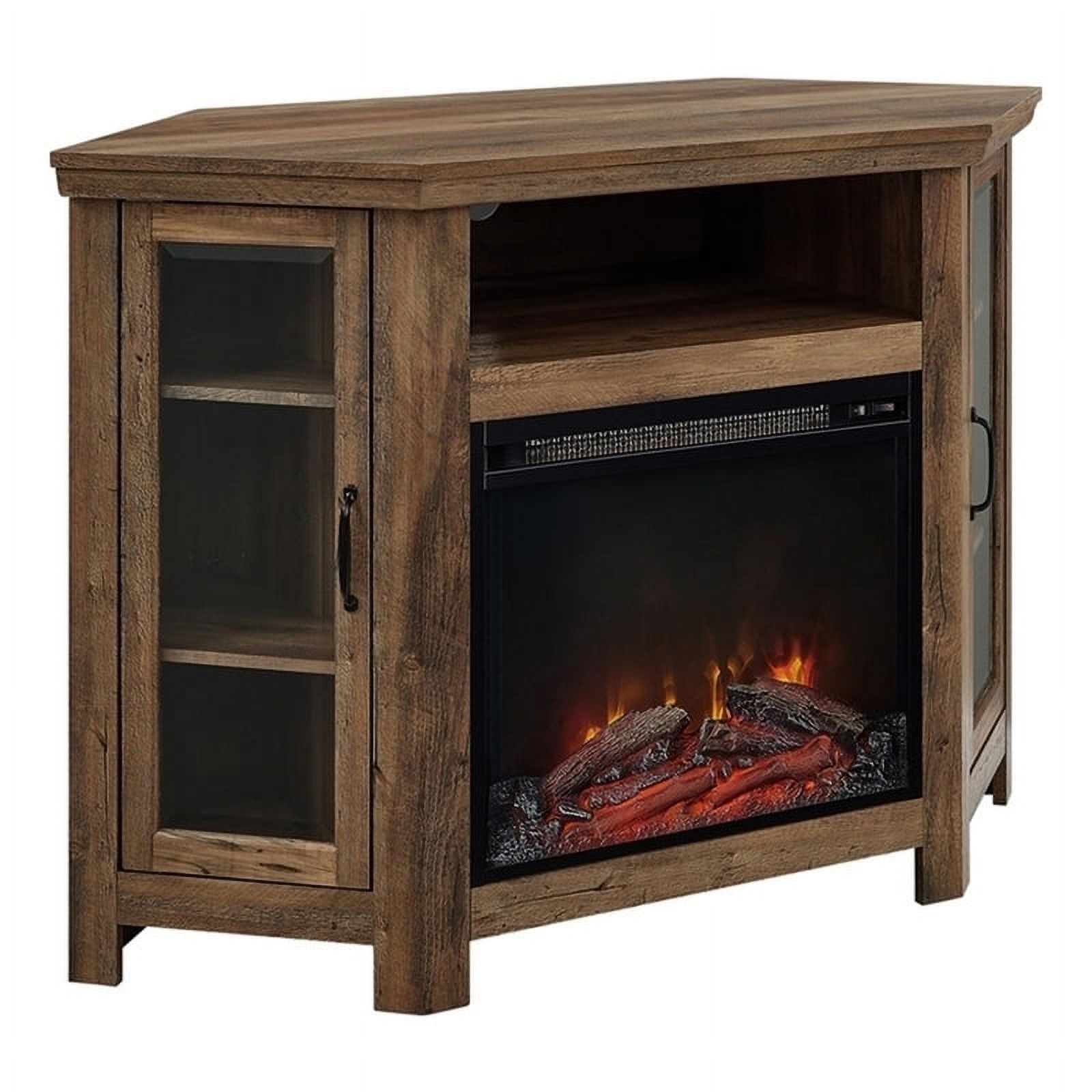 Pemberly Row Traditional Wood Corner Fireplace TV Stand for TVs up to