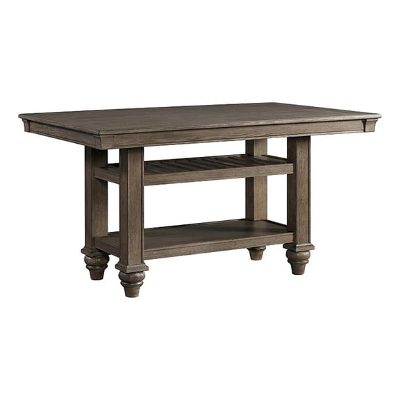 Pemberly Row Traditional Wood Counter Table in Roasted Oak Fiish