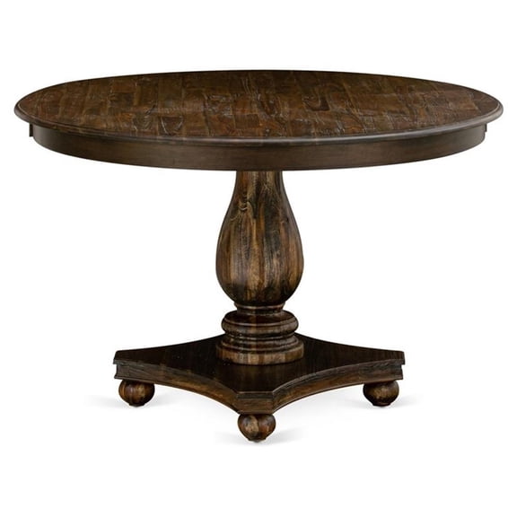 Pemberly Row Traditional Wood Dining Table in Distressed Jacobean Brown