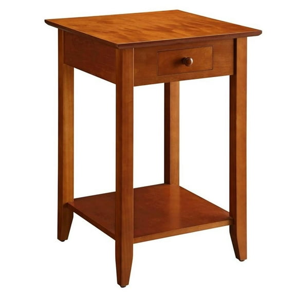Pemberly Row Traditional Wood End Table with Drawer in Cherry