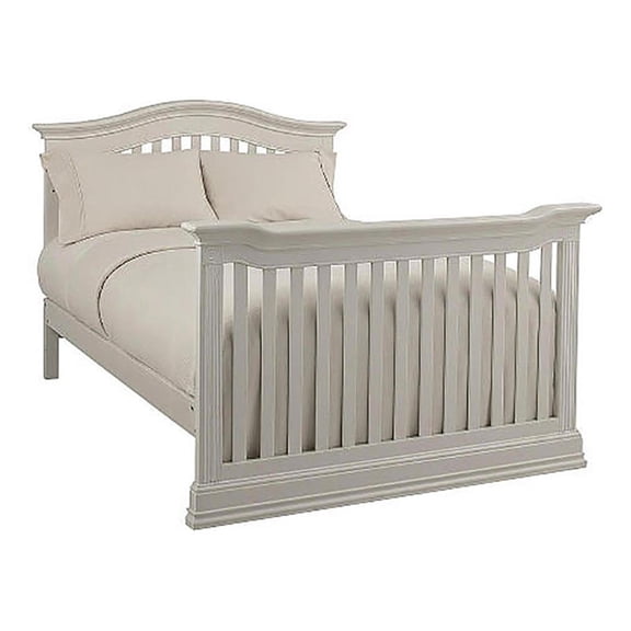 Pemberly Row Traditional Wood Full Bed Conversion Kit in Glaze White