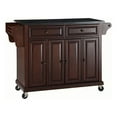 thumbnail image 1 of Pemberly Row Traditional Wood Kitchen Cart w/ Granite Top in Mahogany/Black, 1 of 5