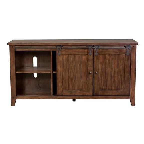 Pemberly Row Traditional Wood TV Console in Espresso