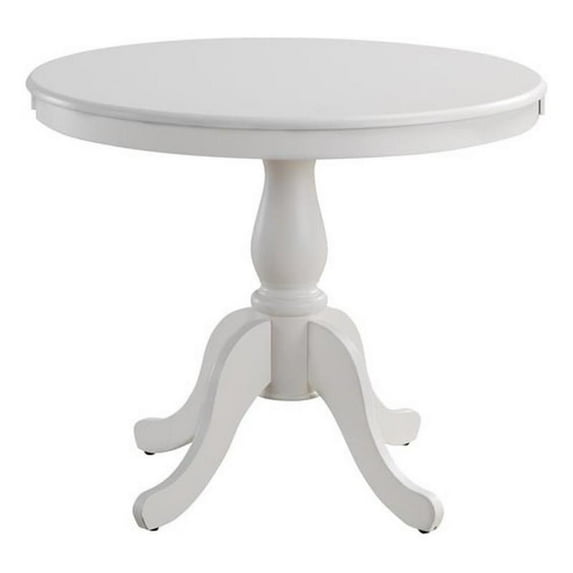 Pemberly Row Traditional Wood Top 36" Round Pedestal Dining Table in White