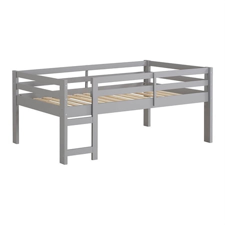 Pemberly Row Traditional Wood Twin-Size Low Loft Bed in Gray