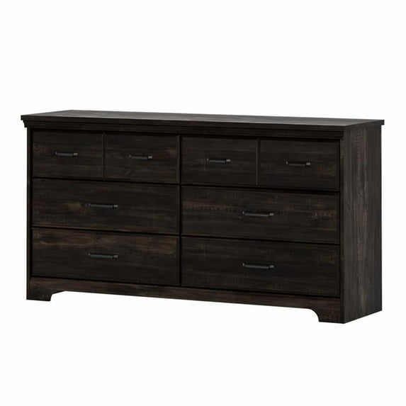 Pemberly Row Traditonal 6-Drawer Double Dresser in Rubbed Black