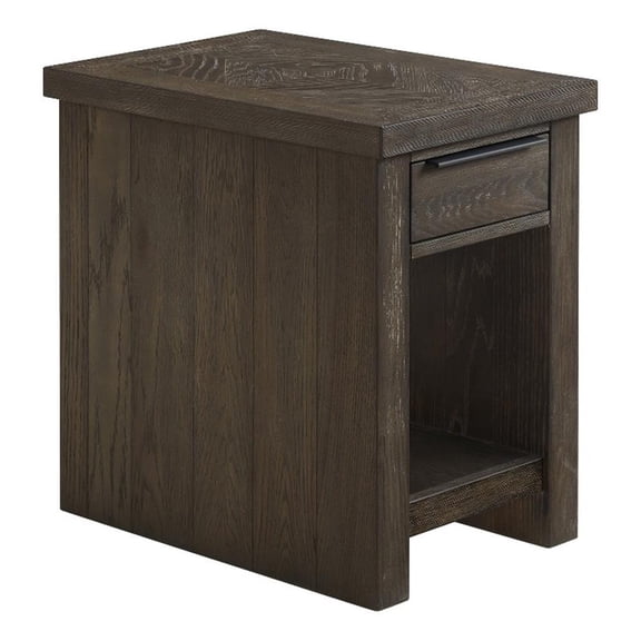 Pemberly Row Transitional 16x24" Wood Chairside Table in Chevron Gray