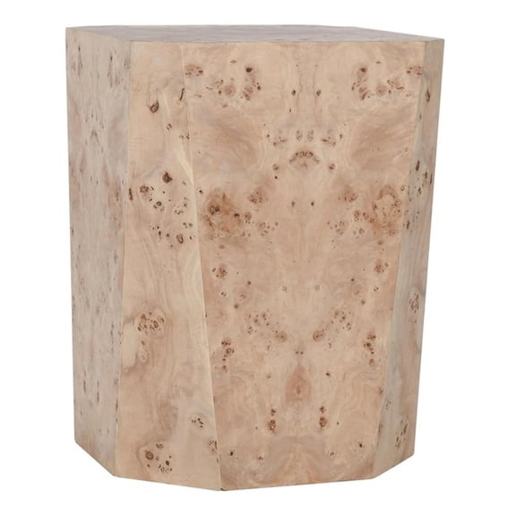 Pemberly Row Transitional 17" Burl Wood Square End Table in Natural Tone