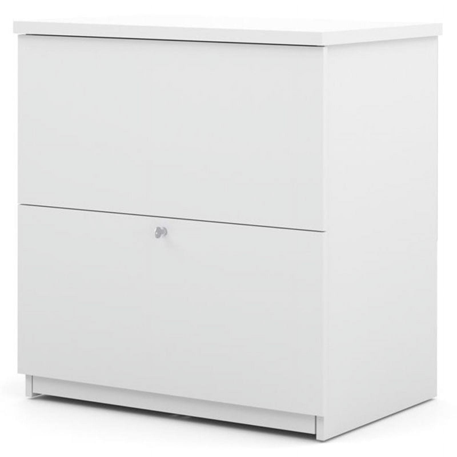 White 2-Drawer Lockable Mobile Lateral File Cabinet