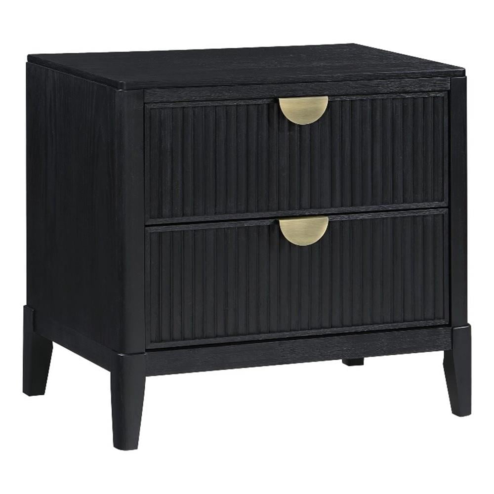 Pemberly Row Transitional 2-drawer Wood Nightstand Bedside Table Black