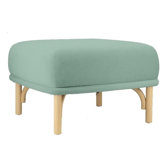 Pemberly Row Transitional 25" Square Velvet Ottoman in Ocean Blue