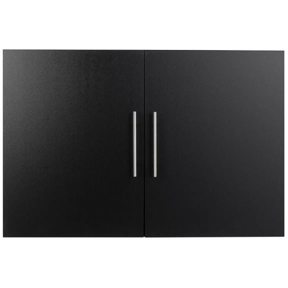 Pemberly Row Transitional 36" Upper Wooden Garage Storage Cabinet in Black