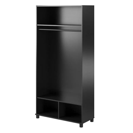 Pemberly Row Transitional 36" Wide MudroomStorage Cabinet in Black