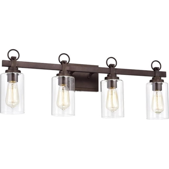 Pemberly Row Transitional 4 Light Oil Rubbed Bronze Bath Vanity Fixture 29" Wide