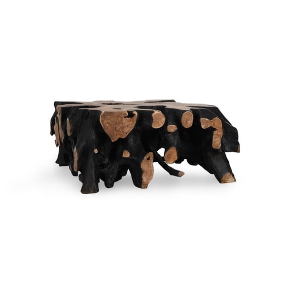 Pemberly Row Transitional 40" Square Coffee Table in Black Finish