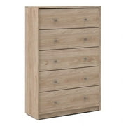 Pemberly Row Transitional 5-Drawer Engineered Wood Chest in Hickory Brown