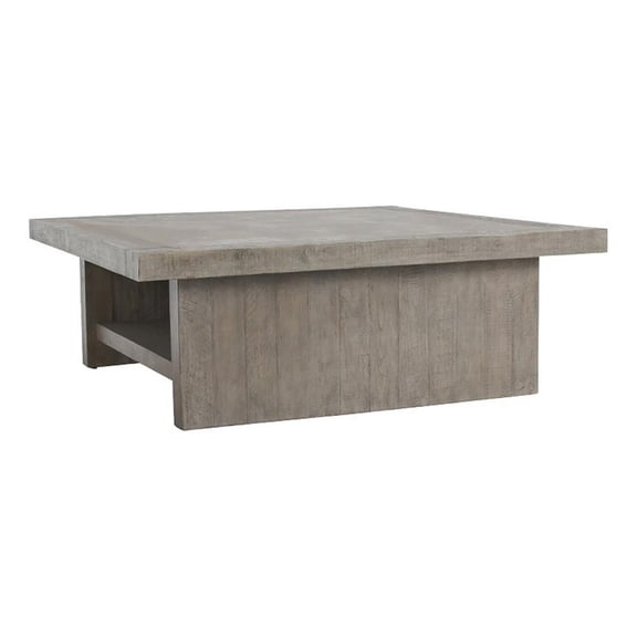 Pemberly Row Transitional 50" Square Wood Coffee Table in Antique Gray