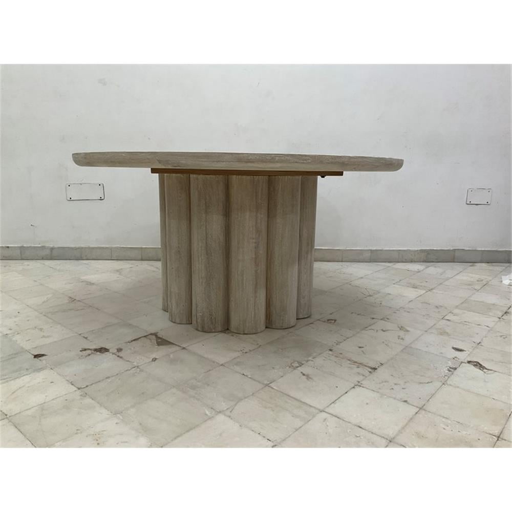 Pemberly Row Transitional 60" Mango Wood Round Dining Table in White ...