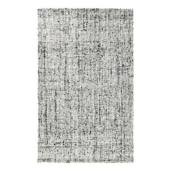 Pemberly Row Transitional 60 x 96" Heathered Wool Area Rug in Gray/Ivory