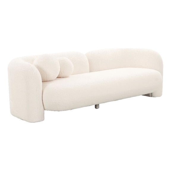 Pemberley Row Faux Fur Cream Sofa Rectangular Asymmetrical 91"