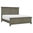 thumbnail image 1 of Pemberly Row Transitional Asian Wood Eastern King Bed in Coffee/Antique Gray, 1 of 7