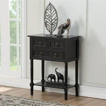 Pemberly Row Transitional Console Table in Black Wood Finish