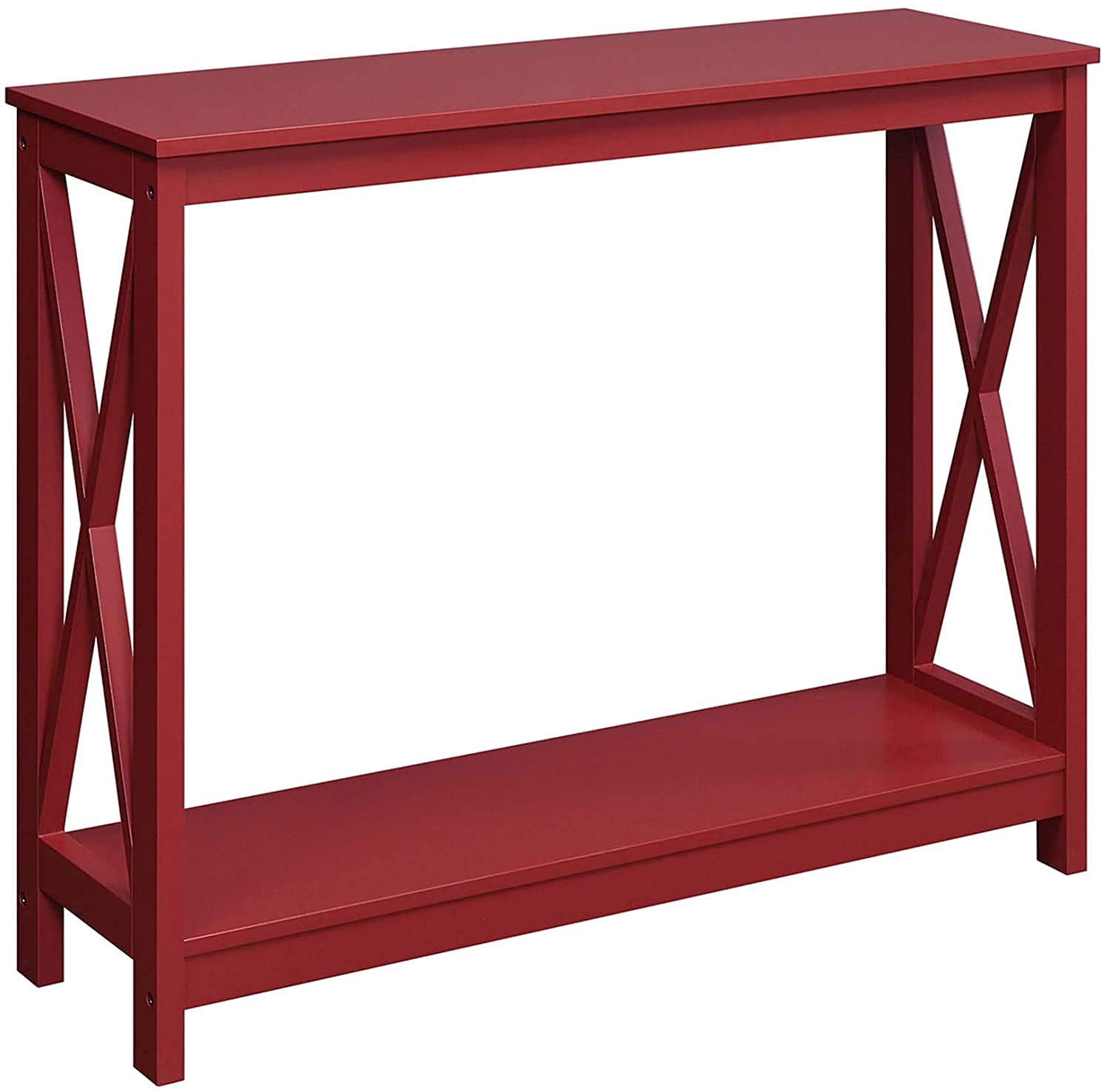 Simple Transitional Console Table Pemberly Row Transitional Console Table in Red Wood Finish - Walmart.com