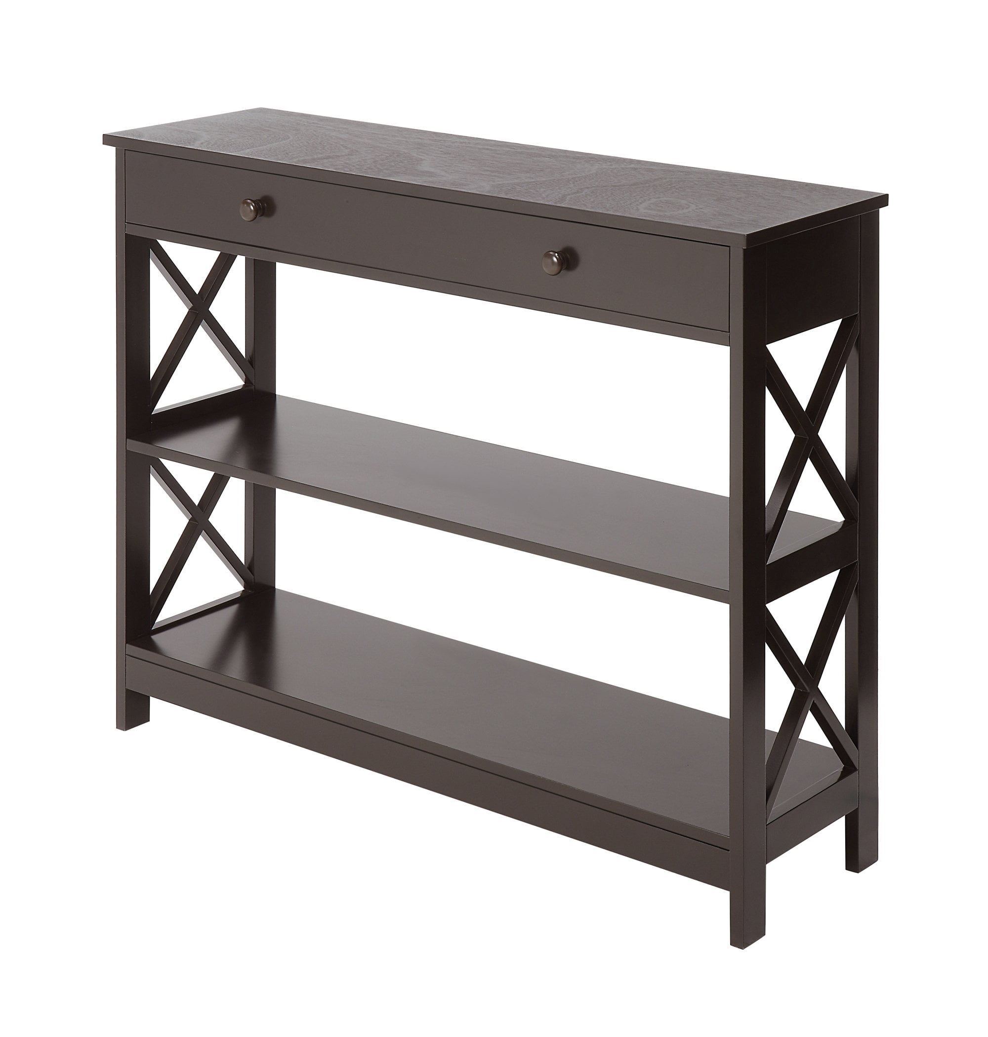 Pemberly Row Transitional Console Table with Drawer in Espresso Wood ...