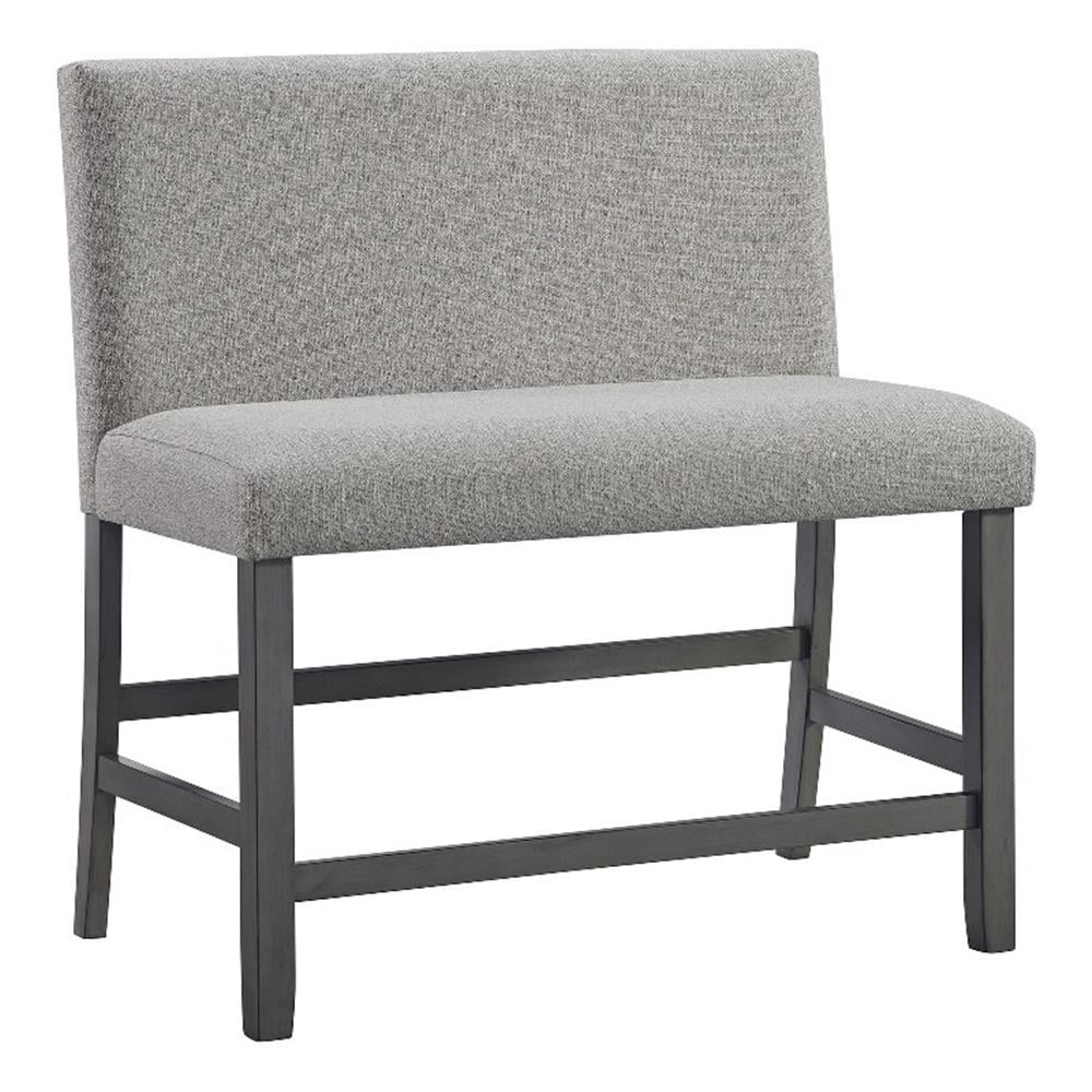 Pemberly Row Transitional Counter Bench - Upholstered Back in Gray ...