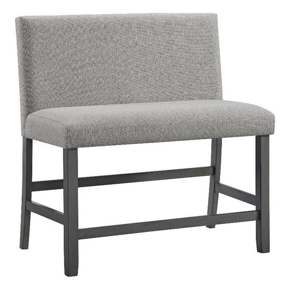 Pemberly Row Transitional Counter Bench - Upholstered Back in Gray