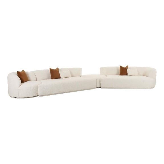 Pemberly Row Transitional Cream Boucle 4-Piece Modular RAF Sectional