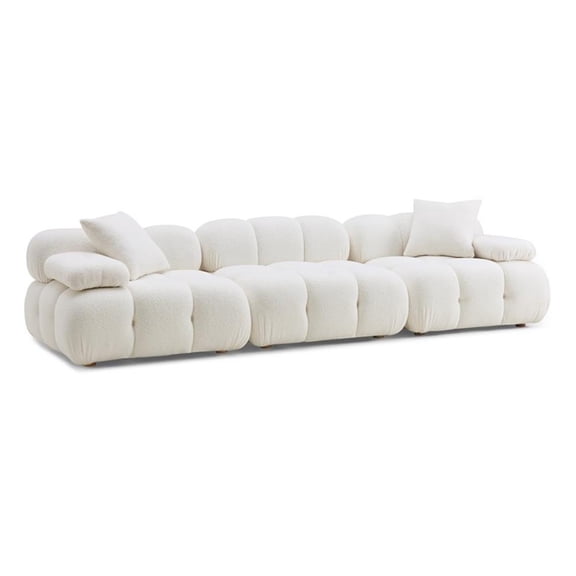 Pemberly Row Transitional Cream Vegan Shearling Modular Sofa