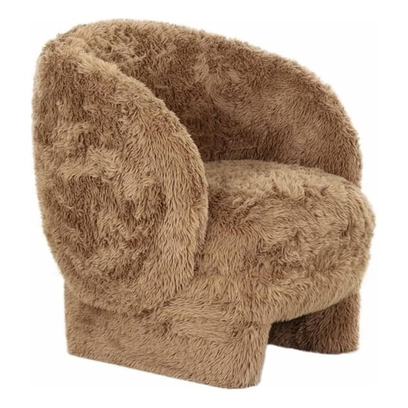 Pemberly Row Transitional Dark Taupe Vegan Shearling Accent Chair